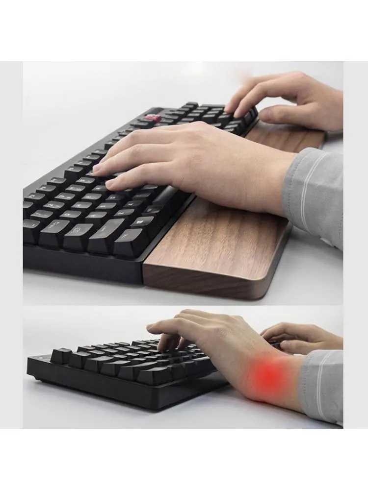 Mechanische Tastatur-Handballenauflage aus Walnussholz mit Anti-Rutsch-Matte, ergonomisches Gaming-Schreibtisch-Handgelenkpolster, unterstützt 61, 87, 104 Tasten, Handpolster