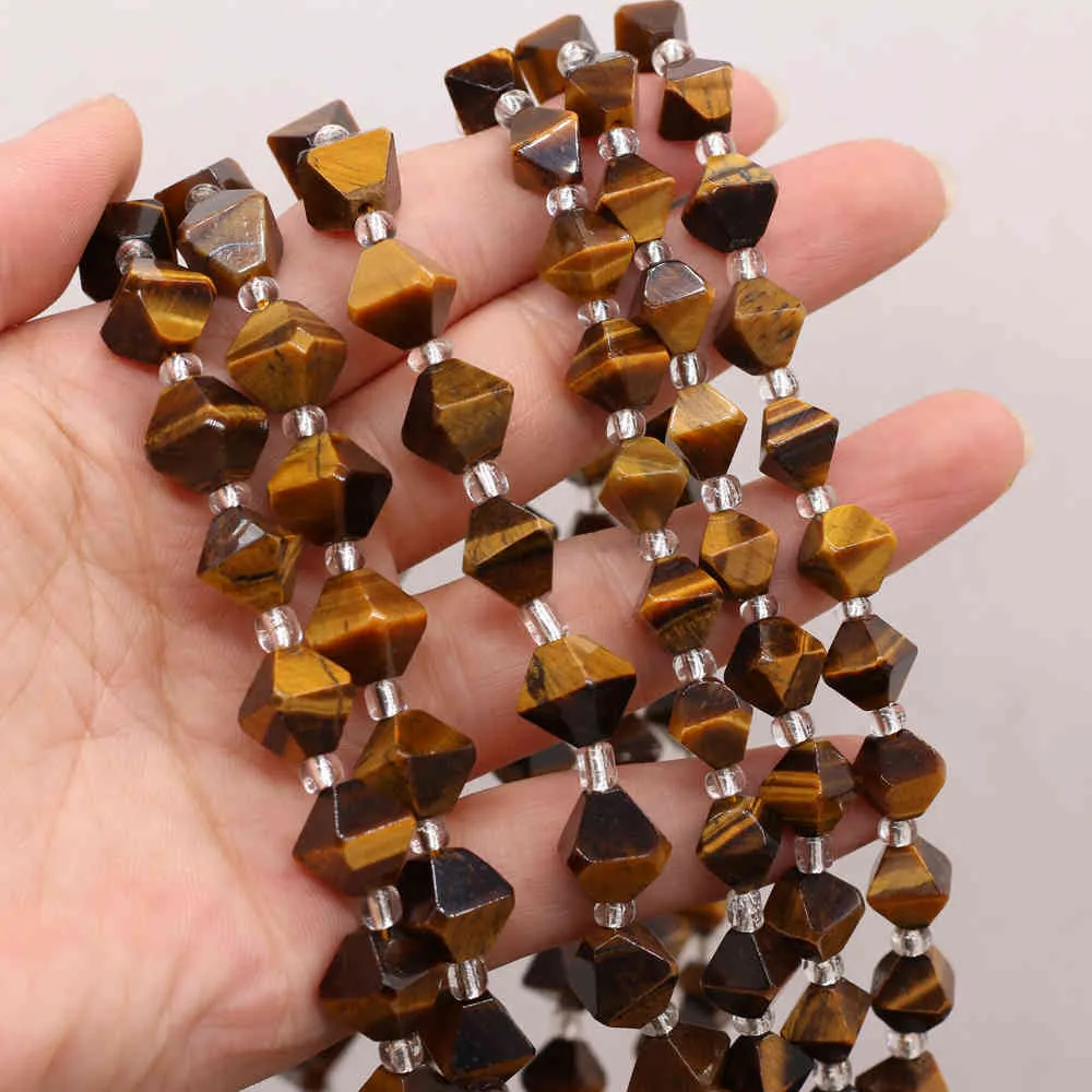 Natural Tiger Eye Diamond Semi-precious Stones Loosely Spaced Beaded Boutique Making DIY Fashion Charm Necklace Jewelry