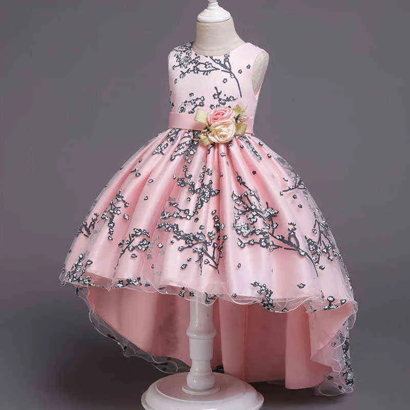 Baby Girls Flower Princess Ball Gown Party Tutu Trailing Dress For Brithday Wedding Kids Christmas Dresses Children Clothing G1129