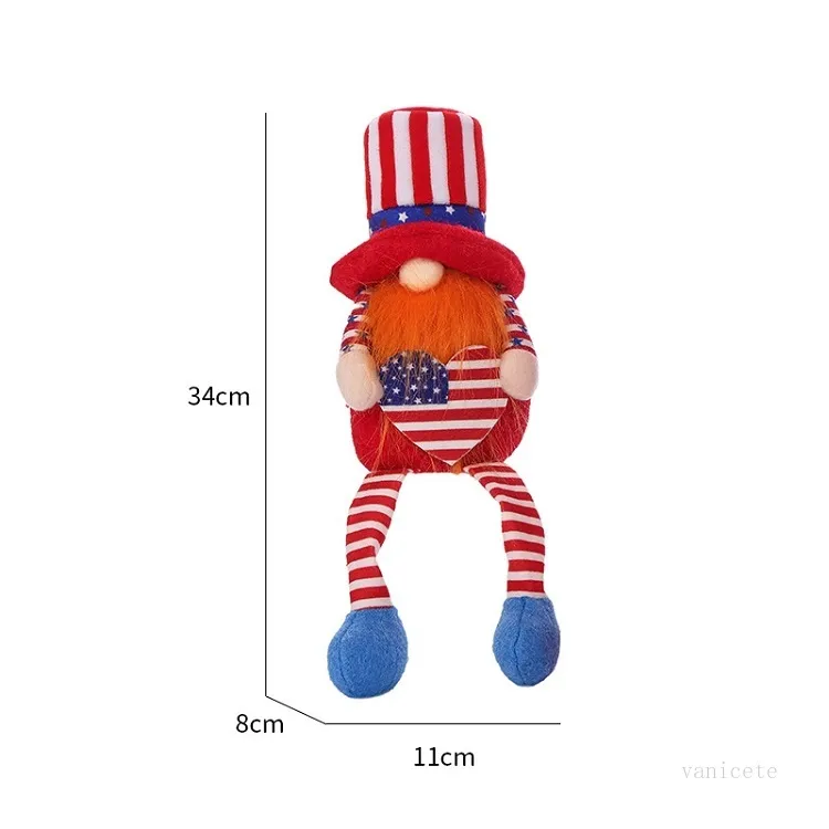 파티 용품 아메리칸 얼굴이없는 인형 애국적인 독립 기념일 난쟁이 인형 스칸디나비아 장식 7 월 홈 데스크톱 장식 키즈 장난감 T2I52243