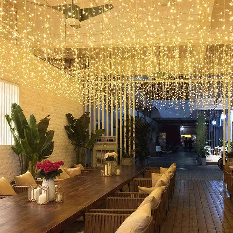 6M 288LED lumières de Noël solaires guirlandes de glaçons étanche rideau lumineux pour la maison chambre Patio cour jardin fête de mariage H1252e