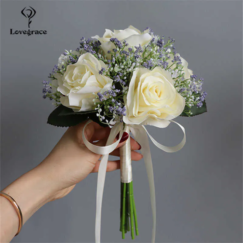 Lovegrace Bride Rose Bouquet Wedding Supplies Bridesmaid Rose Baby039s Breath Bouquet Flower Arrangement DIY Home Party Prom De7769381990