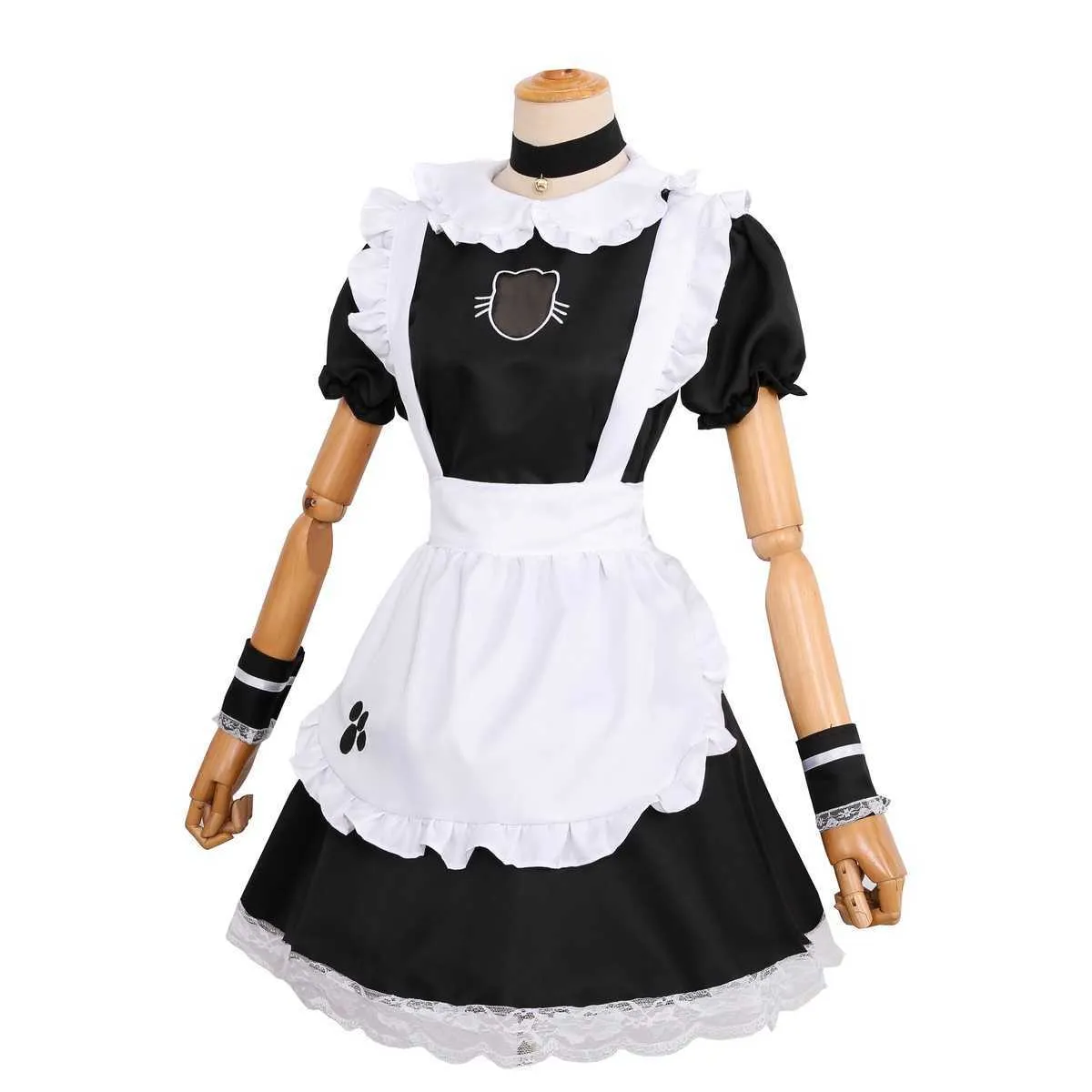 S-4XL Sexy Français Maid Costume Doux Gothique Lolita Robe Anime Cosplay Sissy Uniforme Plus La Taille Halloween Costumes Pour Wome Y0913