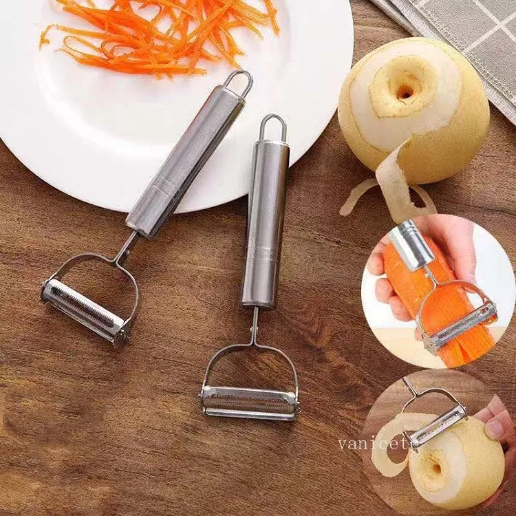 Peeler de aço inoxidável Pepino Cenoura Cenoura Cortador Multifuncional Vegetais Planejador Planejador Duplo Peeling Tools Cozinha T2I53271