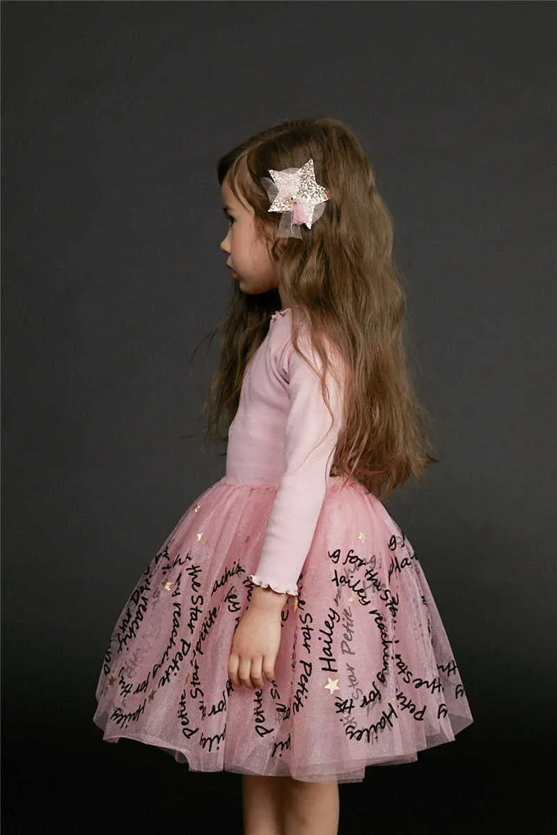 9-3-Letters Print Star Girls Princess Dresses