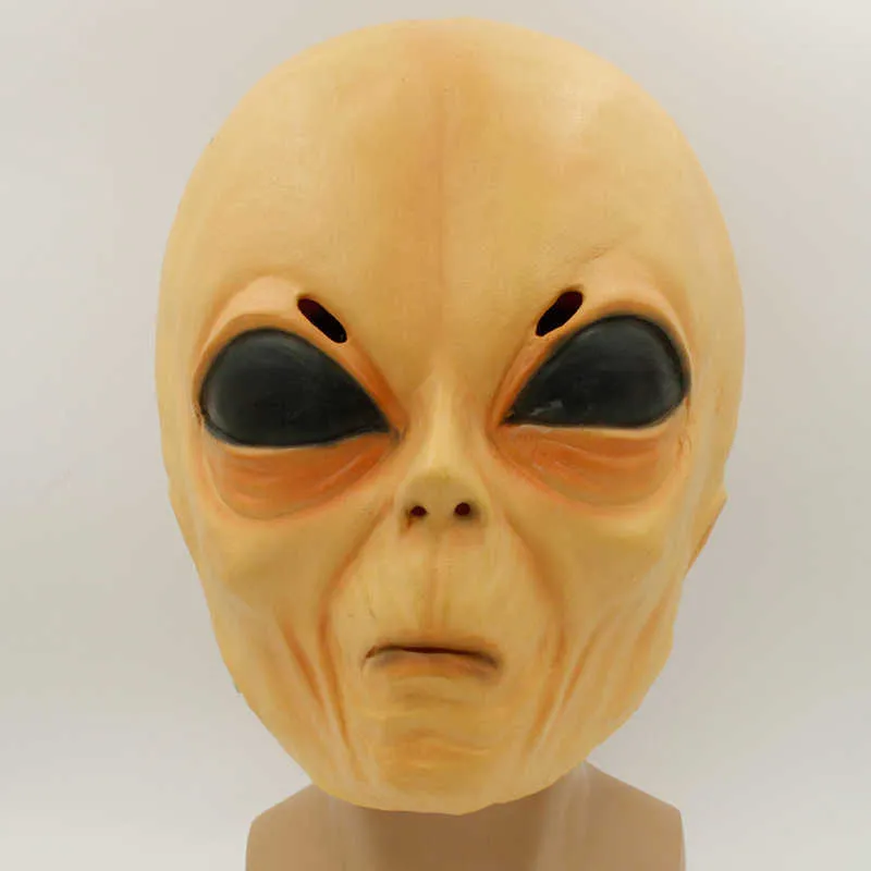 Lustige Alien Cosplay Maske Latex Scary Full Face UFO Masken Erwachsene Halloween Maskerade Kostüm Requisiten Q0806