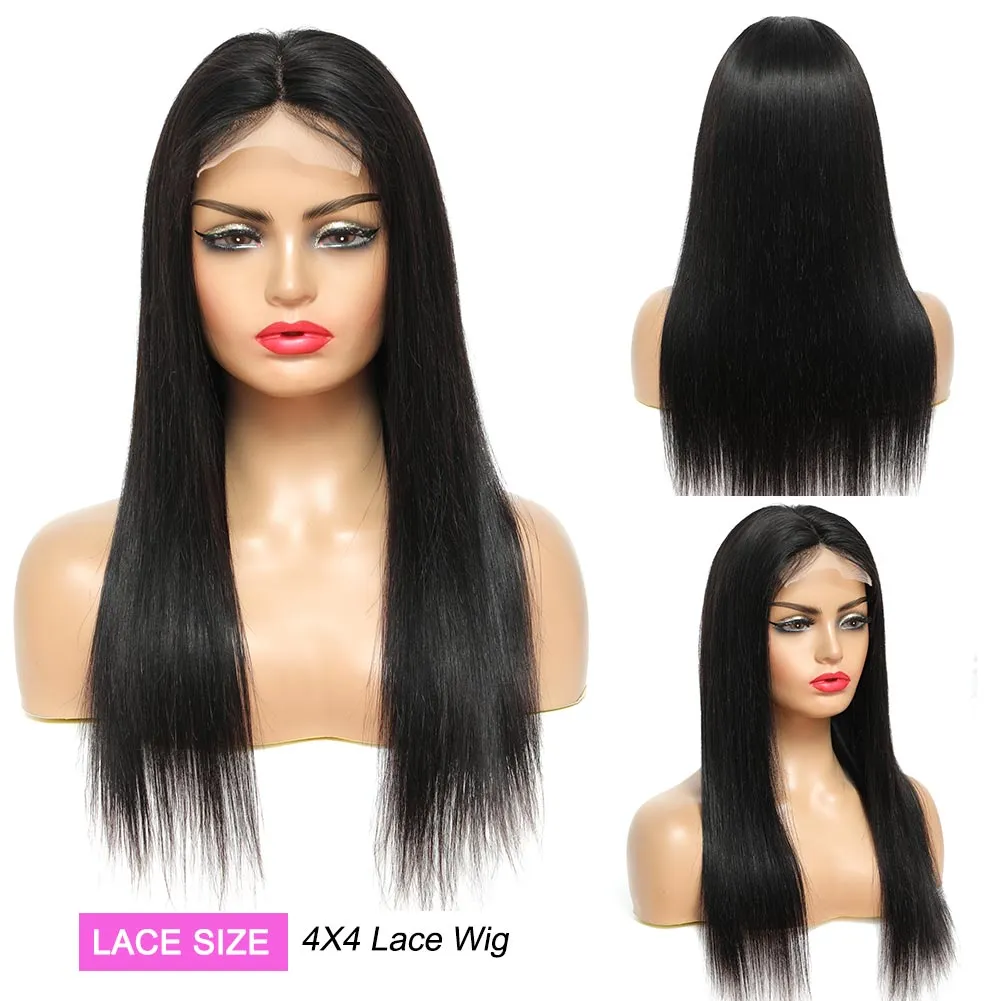 30 inch Bot recht menselijk haar Predrawn Clear 13x6 Lace Front Haren Haar Wig 4x4 Lace Sluiting Pruik voor vrouwen Remy Lijm Natu6871939