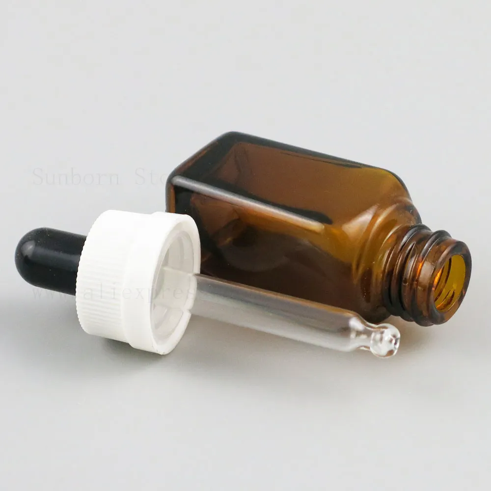 /ロットスクエアアンバーグラスドロップボトル詰め替え不可能オイル香水E液体ピペットドロッパーボトル化粧品バイアル