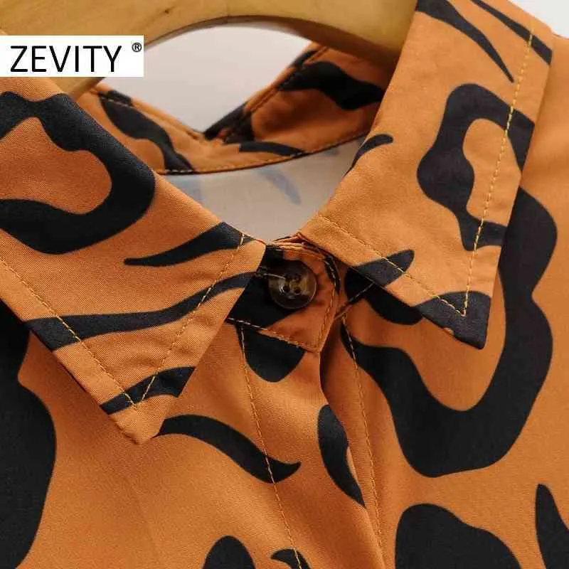 Camicia da donna vintage con motivo tigre stampa fiocco con fusciacca Abito da ufficio Lady manica lunga casual Abiti abiti chic DS4355 210420