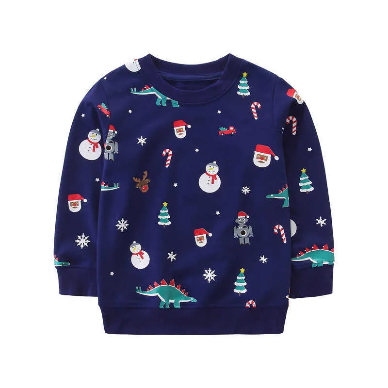 Automne Srping Pulls De Noël pour Garçons Filles Vêtements Dessin Animé Imprimé Années Sweats Enfants Tops Outwear Chemises 210529