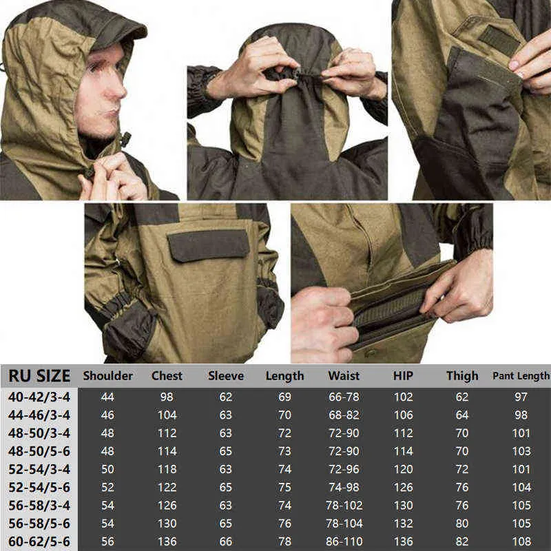 Mege Tactical Camouflage Military Ryssland Combat Uniform Set Working Clothing Outdoor Airsoft Paintball CS Gear Training Uniform 220108