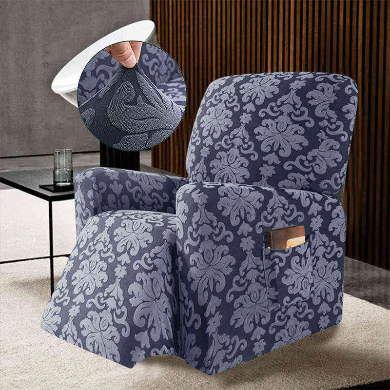 Jacquard Reclinerソファーチェアカバー弾性アームチェアスリップカバーオールインクルーシブリラックスアームチェアカバーマッサージソファカバー211102