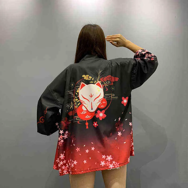 レディーストップスアンドブラウスハラジュクカワイイシャツ日本語ストリートウェア衣装着物カーディガン女性ユカタブラウス女性AA001 220122