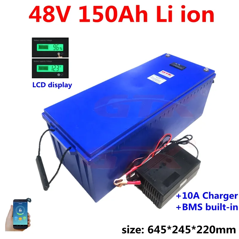 GTK Аккумуляторная 48 В 150ah Литий-литий Li Ion Battery Battery BMS 13S для Elacric Solid Solar System Marine RV EV + 10A зарядное устройство