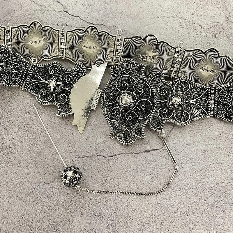 Plastron de ceinture de caucase en or vintage avec cristal blanc bijoux de mariage ethnique pour femmes chaîne en métal longueur réglable