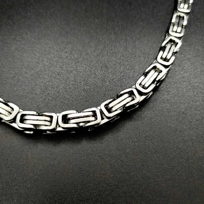 Collana da uomo in acciaio al titanio con catena ad anello da tennis Hip Hop, bizantina imperiale6904369