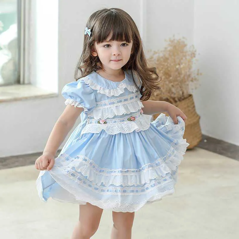 Bébé filles robes de soirée Style espagnol enfants pour dentelle à manches courtes princesse vêtements E20256 210610