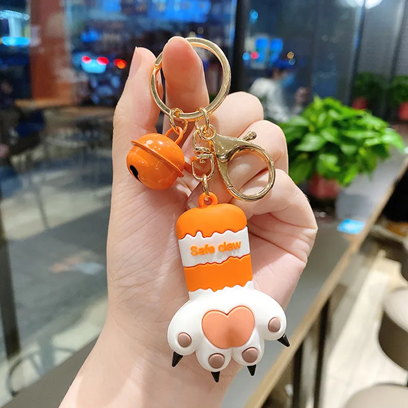 Кавайи кот котловая подвесная подвеска для ключей Cool Pvc Animal 3D Pawloy Bell Dangle Dangle Keyring Jewelry милый клавиш сумочка безделушка аксессуар new299g