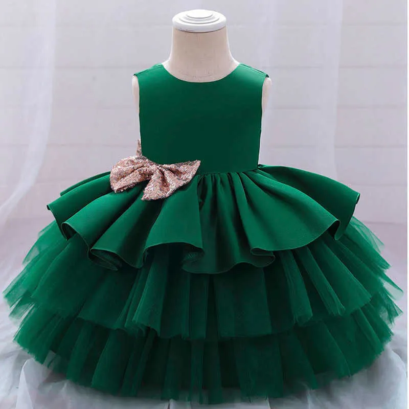 Christmas Infantil Flower Dress For Girls 1st Birthday Party Wedding Lace Tutu Girl Dress Baby Girl Princess Vestido Costume Q0716