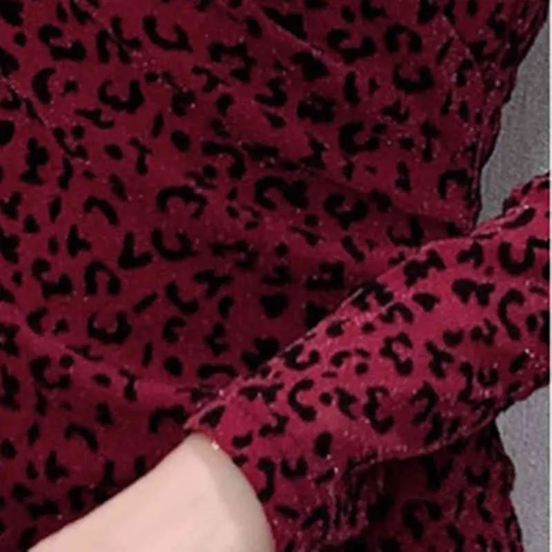 Spring Fall Korean Kläder T-tröja Tjej Sexig V-Neck Leopard Print Mesh Långärmad Kvinnor Toppar Skjorta Tees T11312a 210421