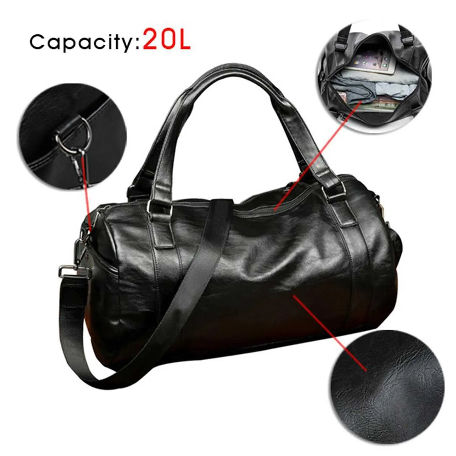 SPORTSHUB Top PU Leather Men's Sports Bags Gym Bags Classic Sports HandBag Fitness Travel Bags Workout Shoulder Bag SB0004 Y0721