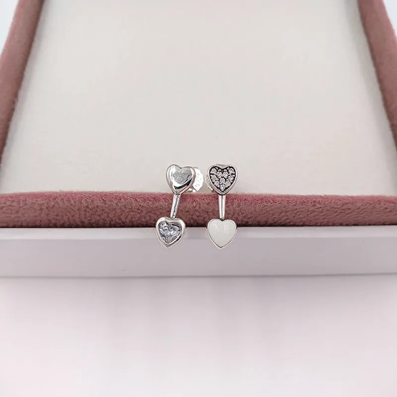 Hot designer jewelry Authentic 925 Sterling Silver Hearts of Love Stud Earring Pandora Earrings luxury women Valentine day birthday gift 290750CZ