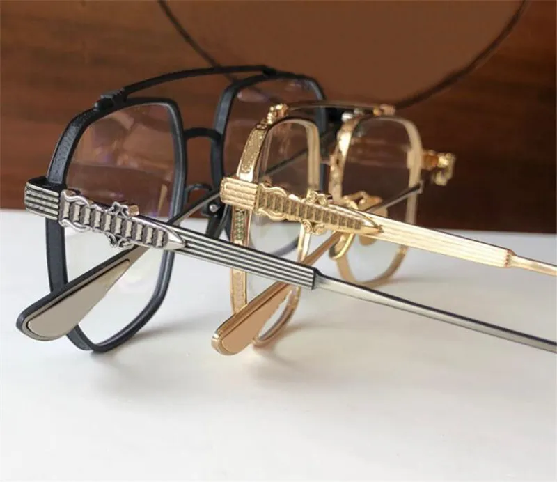 New fashion design optical eyewear 8034 square metal frame with exquisite laser pattern simple and versatile style retro transpare240s