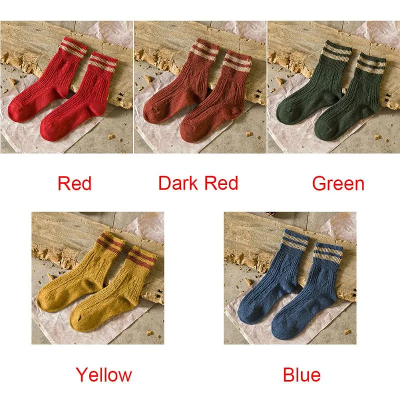 Five Fingers Gloves Autumn Gift Thickened Mid Women Socks Wool Soft Keep Warm Elastic Winter 2 Striped Comfortable191z