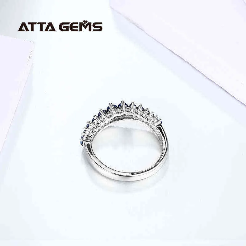 Blå Sapphire Sterling Silver Ringar För Kvinnor Bröllop Förlovning Smycken S925 Skapat Round Cut Wholesale 211217