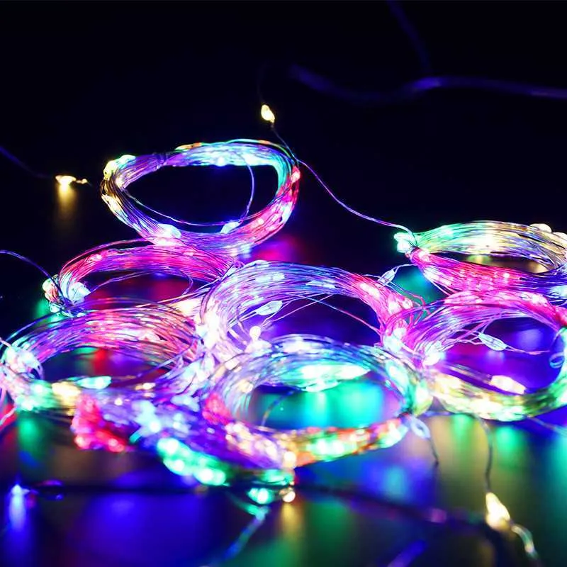 レインボーカーテンライトUSB LED Fairy String Garlandウィンドウ装飾光イースターデコレーションホームベッドルームの結婚式の装飾210610
