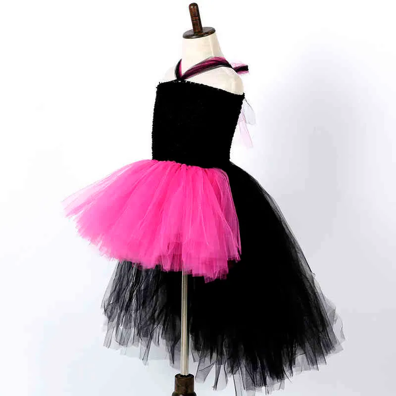 Popularna Rock Star Girl Tutu Dress Hot Pink Baby Kids Birthday Party Performance Cosplay Tutu Sukienki Halloween Kostium Dla Dzieci G1218