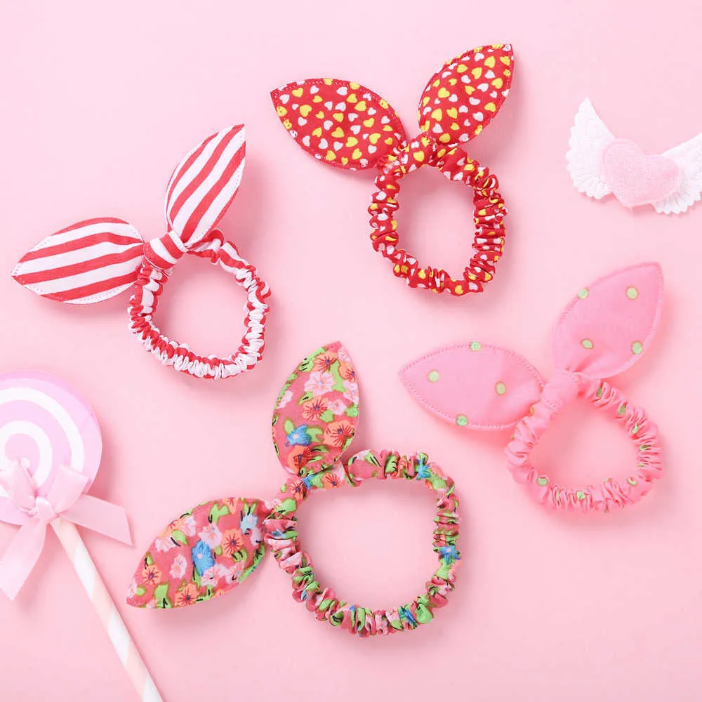 10 pièces oreilles de lapin nœuds bandes élastiques pour enfants bébé filles ensemble de bandeaux en caoutchouc chouchous enfants accessoires de cheveux mignons 2020