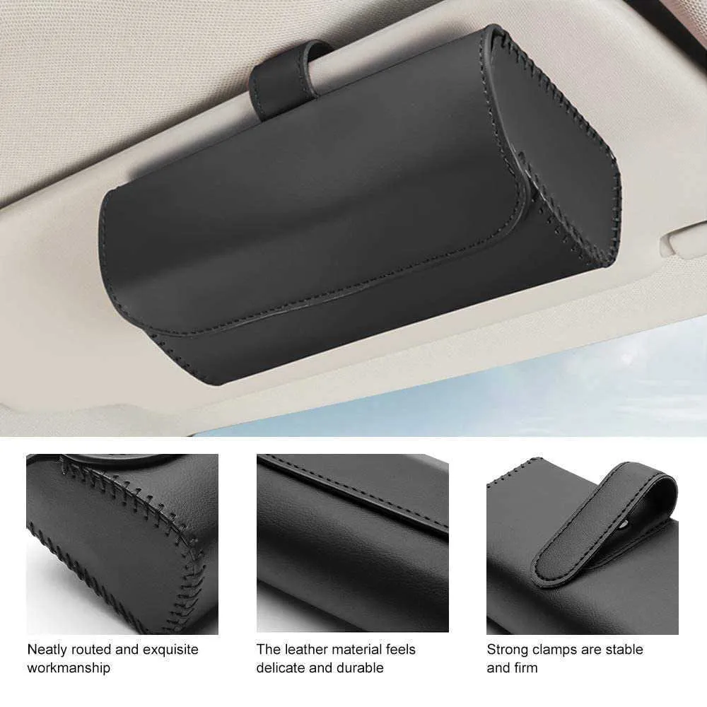 Glasses Holder for Car Sun Visor, Leather Sunglasses Clip Storage Case,Automotive Interior Accessories Apply to All Car Models