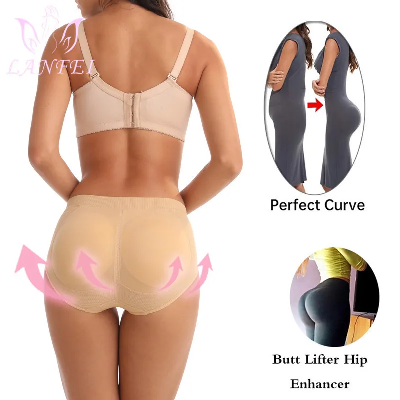 LANFEI Butt Lifter Pant Женщины Бесшовные Shaper Корректирующее белье Hip Enhancer Booty Pads Push Up Fake Ass Нижнее белье Сетчатые трусики для ягодиц 220307