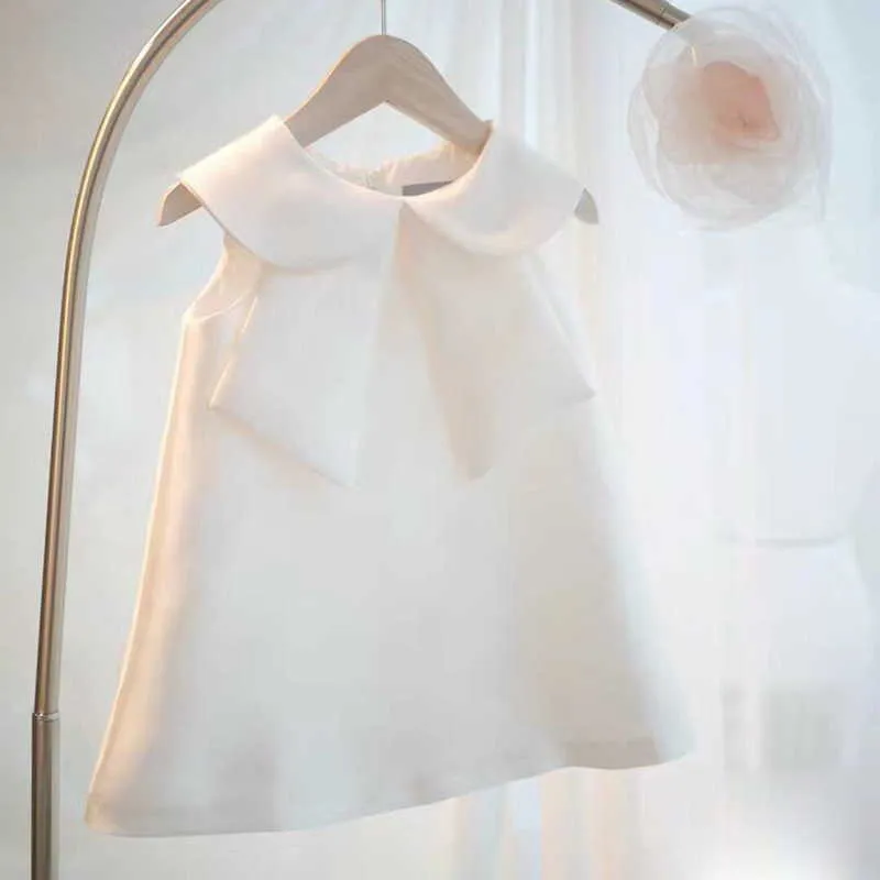 Lato nastolatki Dziewczyna Party Dresses White Peter Pan Collar Princess Sukienka Piano Piano Wykonanie Odzież Formalne E0909 210610