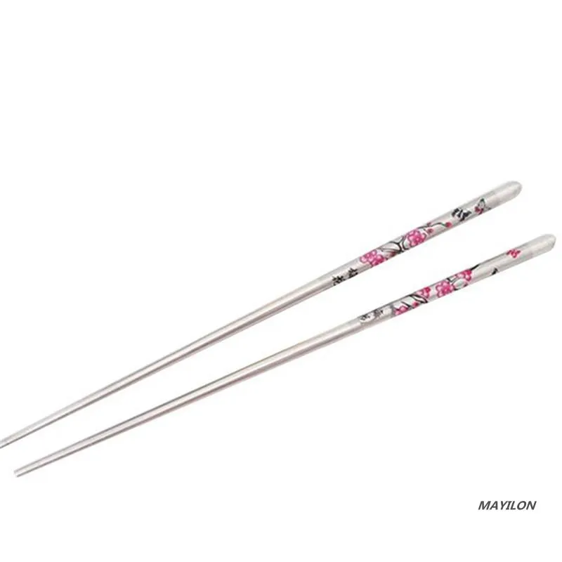 Pauzinhos 5 pares conjunto de metal chinês antiderrapante aço inoxidável chop sticks conjunto reutilizável sushi baguette199p
