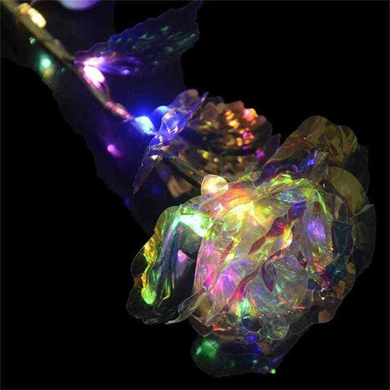 1 st simulering Rose Immortal Valentines Bouquet Lasts Forever Love Artificial LED Flowers With Light Wedding Decor Creative Gift