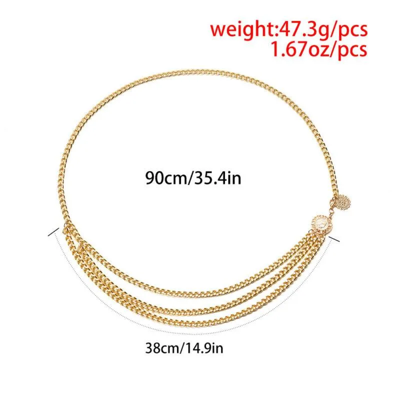 Gürtel 2021 Winter Gold Silber Farbe Schicht Taillenkette Bauch für Frauen Taille sexy Körperkleid Schmuck255u