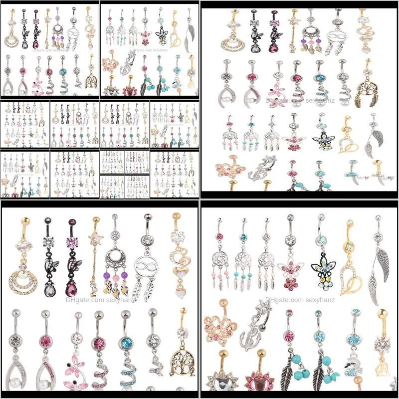 Bell Rings Wholes Mix Style Belly Button Body Piercing Dangle Navel Ring Beach Jewelry Cluic243S