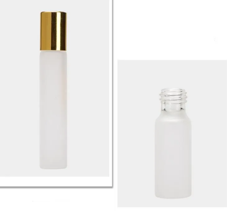 10ml 5ml 3ml Perfume Roll On Glass Bottle Frosted Clear with Metal Ball Roller Essential Oil Vials SN181