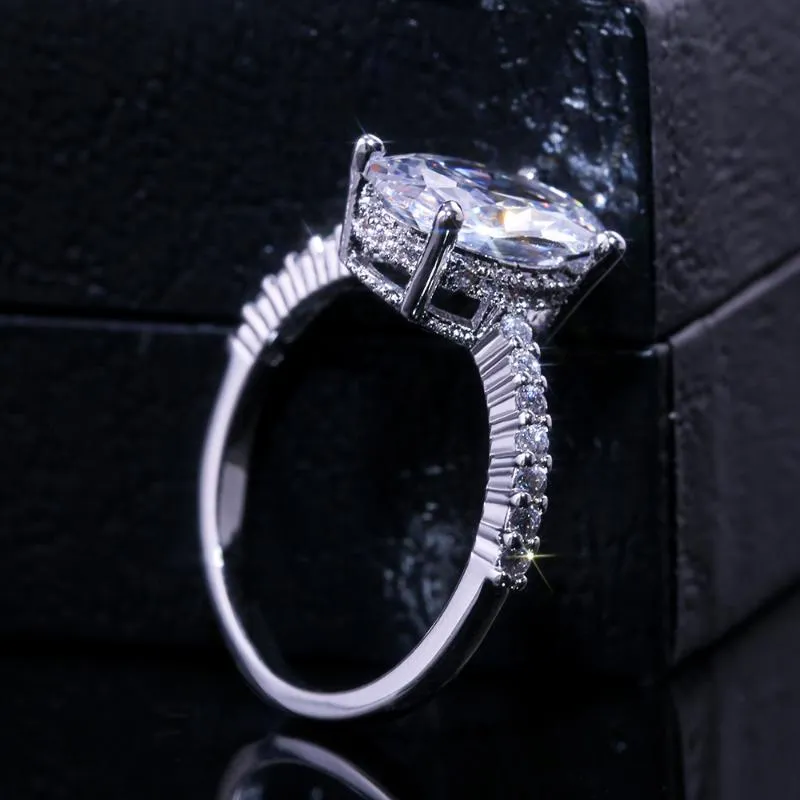 Anéis de cluster Anel feminino de cor de prata personalizado com zircão simples 2mm de largura senhoras para enviar namorada aniversário romântico 245c