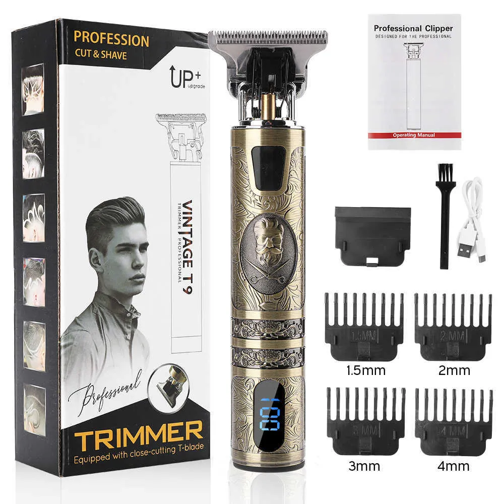 T9 display lcd máquina de cortar cabelo dos homens aparador barba recarregável máquina corte cabelo barbeiro barbeador elétrico cortador tendeuse l2402