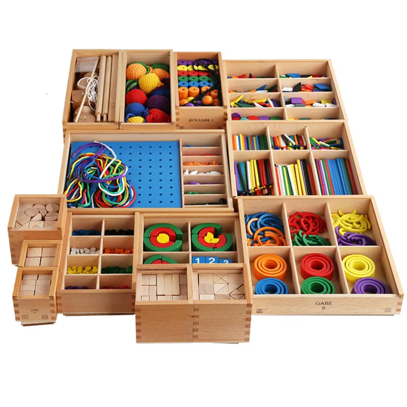 Wooden montsori toy materials 15 in 1gam wooden puzzle educational Froebel toys for child educational1966136