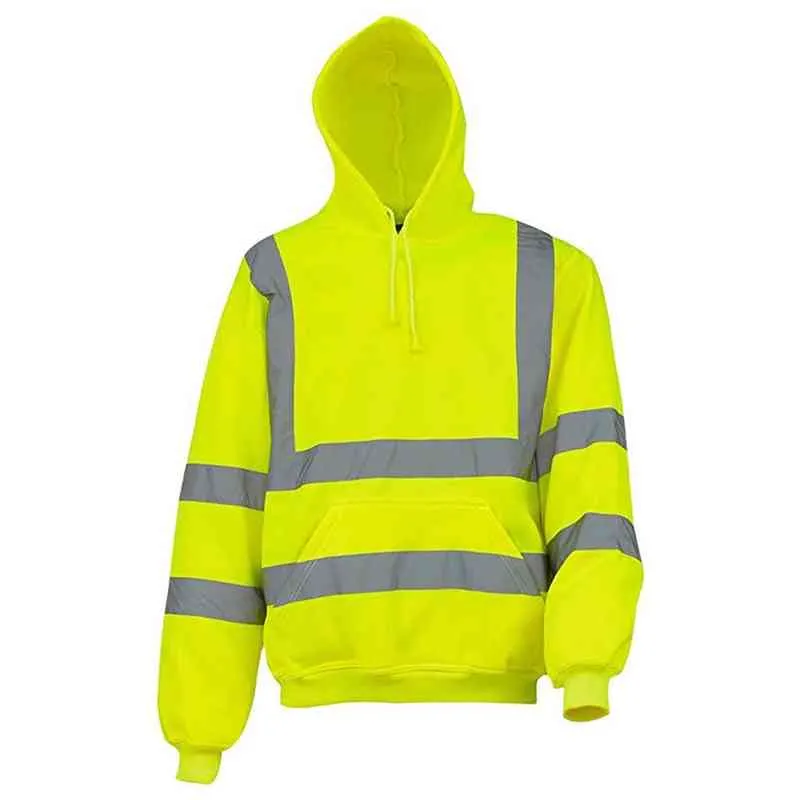 Mens Hoodies Road Work High Visibility Pullover Long Sleeve Hooded Sweatshirt Tops Sportswear Men Clothes sudaderas hombre 211217