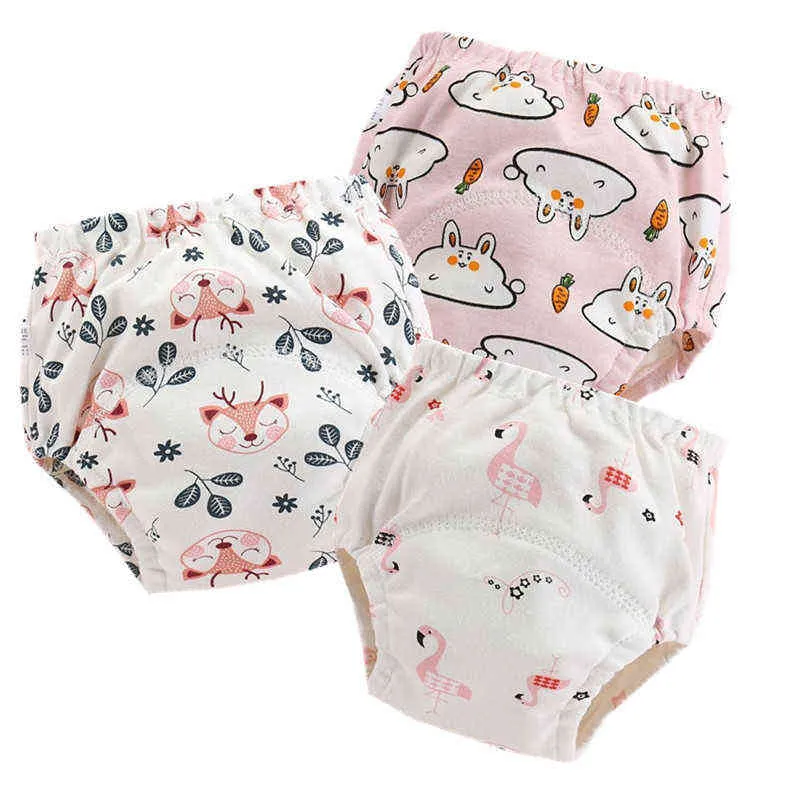 4 stk / partij baby katoen training broek slipje waterdichte doek luiers herbruikbare tolder luiers luier baby ondergoed 211028