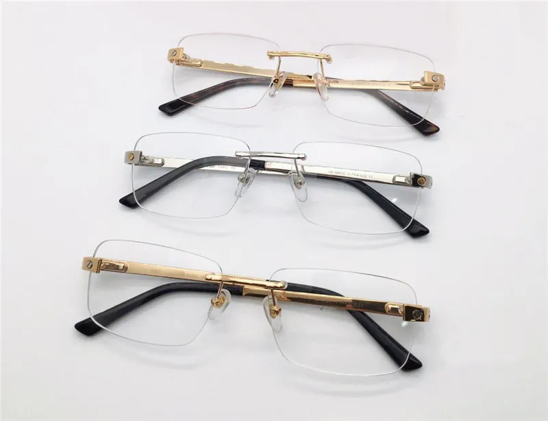 New fashion design optical glasses 0105 square frame rimless transparent lens classic simple and business style eyewear238n