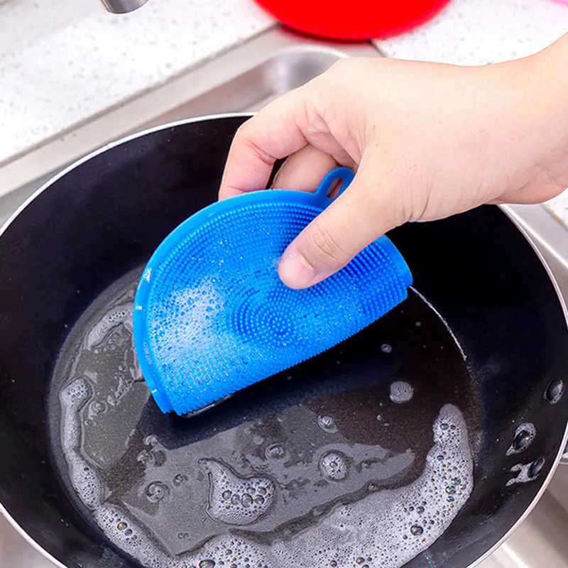 Escova multifuncional do gel de sílica escova de lavagem de lavagem de pano de lavagem de limpeza de pano de lavagem de limpeza