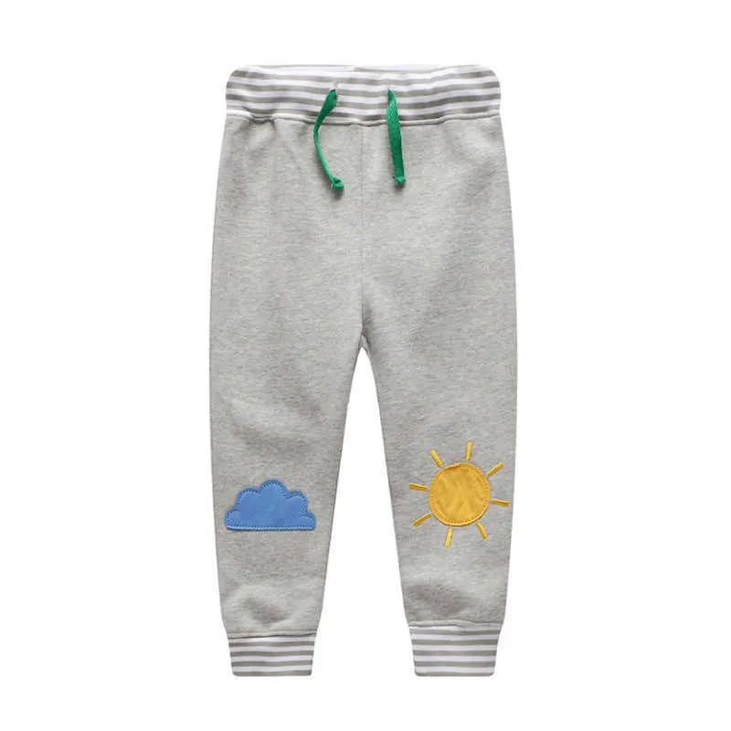 Springen Meter Boden Baby Jungen Jogginghose Applikation Cartoon Charaktere Mode Kinder Kleidung Herbst Winter Coole Hosen 210529