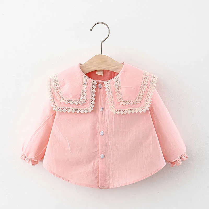 Bear Leader Toddler Girls Casual Clothes Fashion Born Baby Vår Lace T Shirts Koreanska Princess Söt kläder för 0-3y 210708