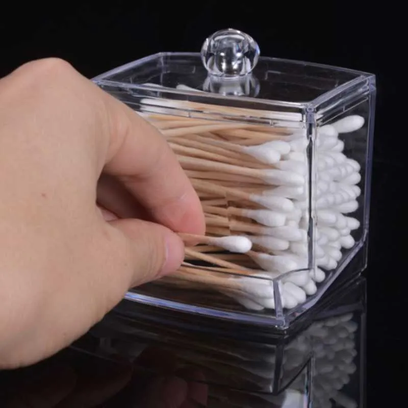 Storage Bags Acrylic Cosmetic Organizer Cotton Swabs Qtip Box Container Makeup Pad Jewelry Holder Candy288g